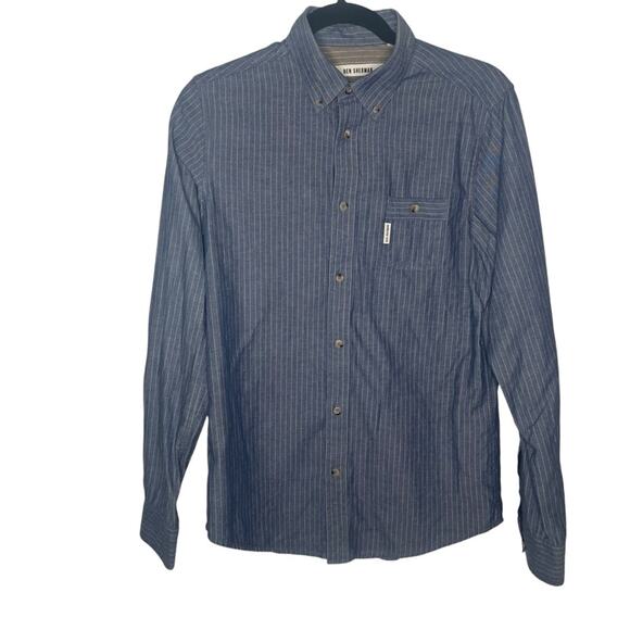 Ben Sherman men's size small blue white pin stripped long sleeve button down - Picture 1 of 6